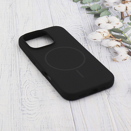 Чехол-накладка для iPhone 16 Pro, Silicon Case, магнитный (MagSafe), без лого, X-CASE, черный