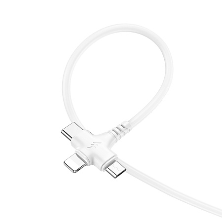 Кабель с Type-C на Lightning+Micro+Type-C, X77, HOCO, белый