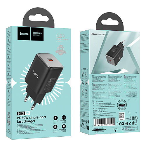 Сетевое зарядное устройство, 1 PD 30W (N43), HOCO, черный