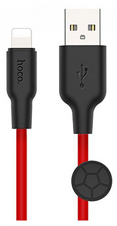 USB дата кабель Lightning, HOCO, X21 Plus, 0.25м, силиконовый, черно-красный