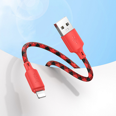 USB дата кабель Lightning, HOCO, X116, 1м, разноцветный красный с желтым или синим