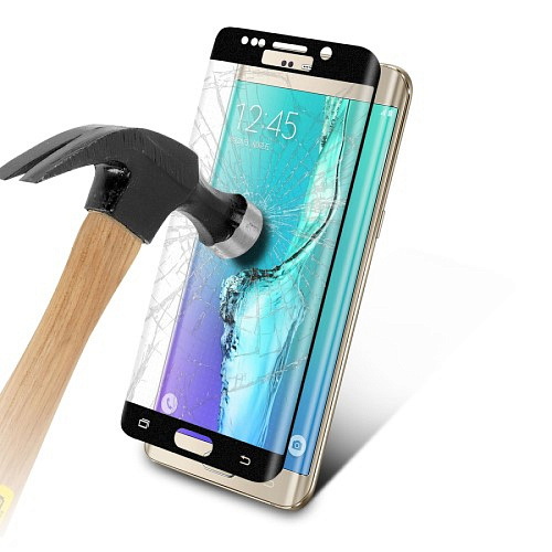 Защитное стекло на Samsung G928F, Galaxy S6 Edge Plus, с загибом, черное, X-CASE