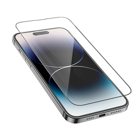 Защитное стекло для iPhone 14 Pro, G14, HOCO, Guardian shield series full-screen HD tempered glass, черное