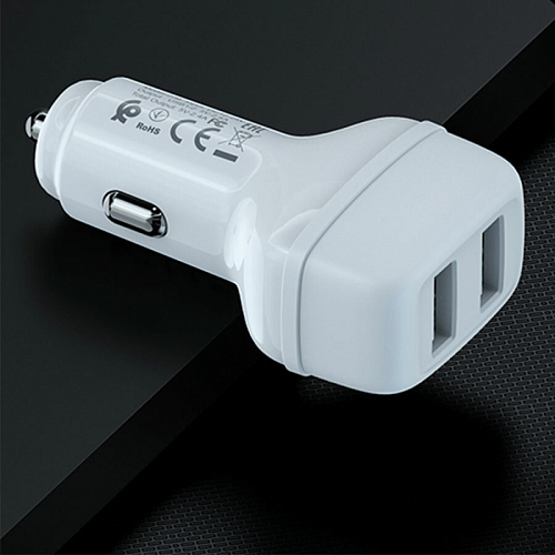 Автомобильное зарядное устройство, 2 USB 2.4A (Z36), usb cable lightning, HOCO, белый