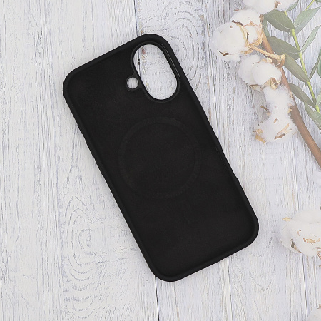 Чехол-накладка для iPhone 16, Silicon Case, магнитный (MagSafe), без лого, X-CASE, черный