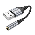Переходник с USB на Jack 3.5мм, LS36, HOCO,  длина: 12 см; вес: 8 г, черный