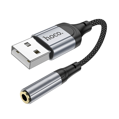 Переходник с USB на Jack 3.5мм, LS36, HOCO,  длина: 12 см; вес: 8 г, черный
