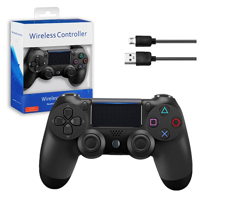 Джойстик PS4 (Bluetooth) беспроводной черный (no logo)