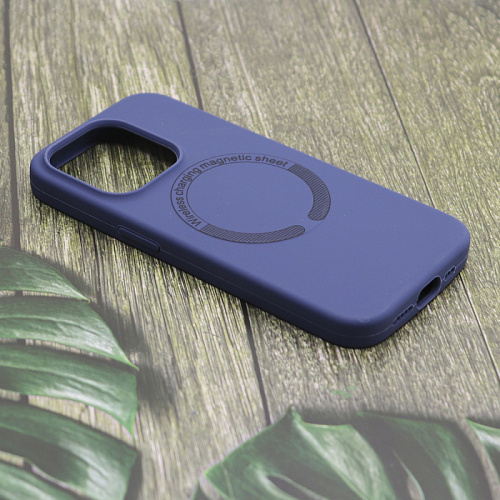 Чехол-накладка для iPhone 15 Pro Max, Silicon Case, магнитный (MagSafe), без лого, X-CASE, темно-синий
