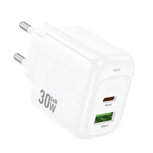 Сетевое зарядное устройство, 1 PD 30W + 1 USB 3.0 QC (CS55A), HOCO, белый