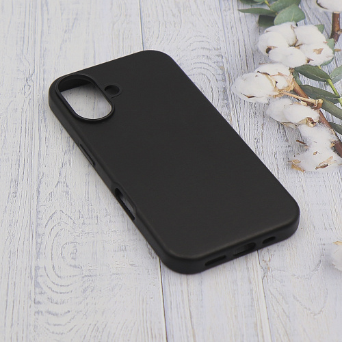 Чехол-накладка для iPhone 16, экокожа, магнитный (MagSafe), без лого, X-CASE, черный