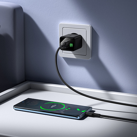 Сетевое зарядное устройство, 1 USB 3.0 QC (CS81A), HOCO, с дисплеем, черный