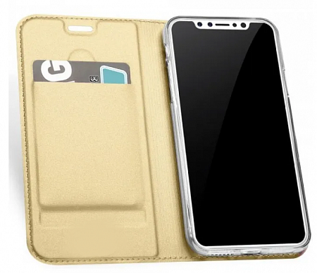 Чехол-книжка для iPhone X/XS, DU DU, боковой, золотой