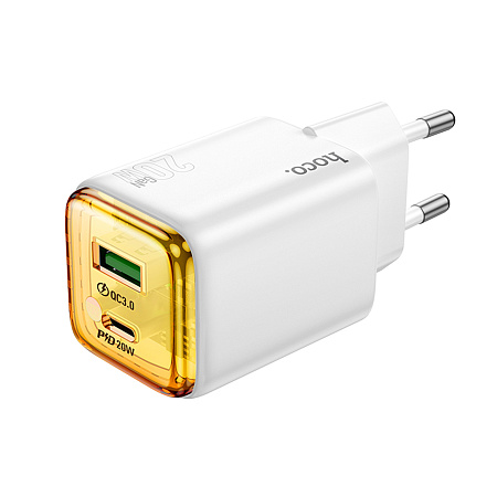 Сетевое зарядное устройство, 1 PD 20W + 1 USB 3.0 QC (N52), HOCO, белый