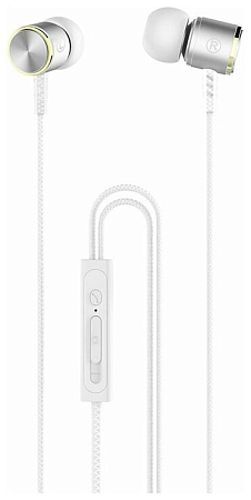 Проводные наушники M42 Ice rhyme wire control, HOCO, вакуумные с микрофоном, серебро