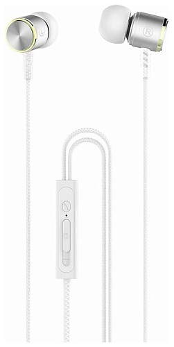 Проводные наушники M42 Ice rhyme wire control, HOCO, вакуумные с микрофоном, серебро