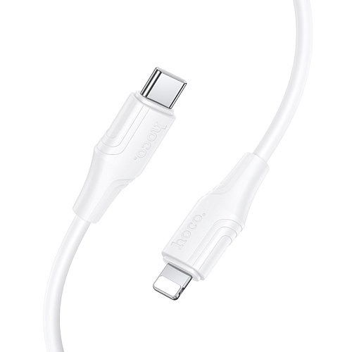 Кабель Lightning to Type-C (PD), HOCO, X124, 1м, силиконовый, 27W, белый