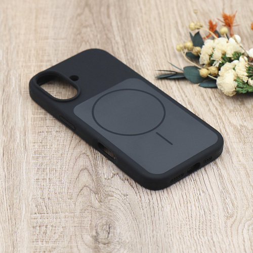 Чехол-накладка для iPhone 17, Silicon Case, магнитный (MagSafe), с дизайном, без лого, X-CASE, черный
