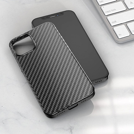 Чехол силиконовый для IPhone 12 Pro Max (6.7), Delicate shadow series, черный, Скидка