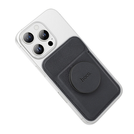 Чехол для карт (MagSafe) с поп сокетом и подставкой, GT6, HOCO, черный