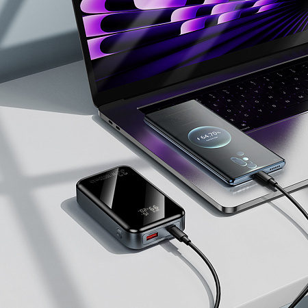 Универсальный Доп. Аккумулятор 10000mAh, Q30, HOCO, 1 USB-A 22.5W, 1 PD 33W, с дисплеем, серый