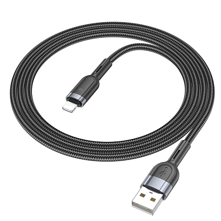 USB дата кабель Lightning, HOCO, U117, 1.2м, черный