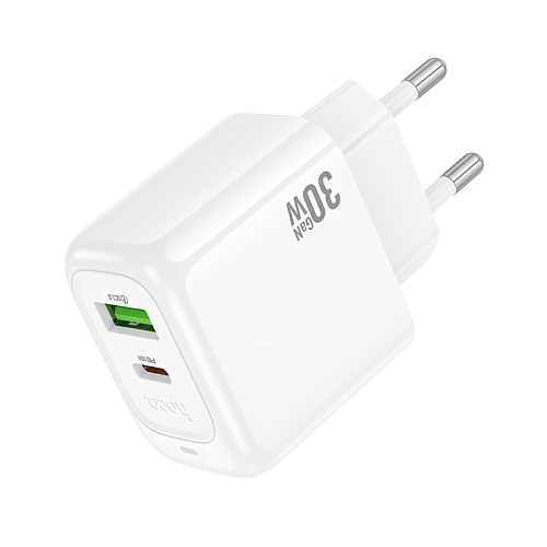 Сетевое зарядное устройство, 1 PD 30W + 1 USB 3.0 QC (CS55A), HOCO, белый