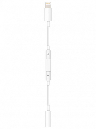 Переходник Lightning to наушники Jack, MH020, с bluetooth, музыка+разговор+кнопки регулировки громкости, белый
