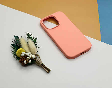 Чехол-накладка для iPhone 14 Pro, Silicon Case, без лого, лососевый