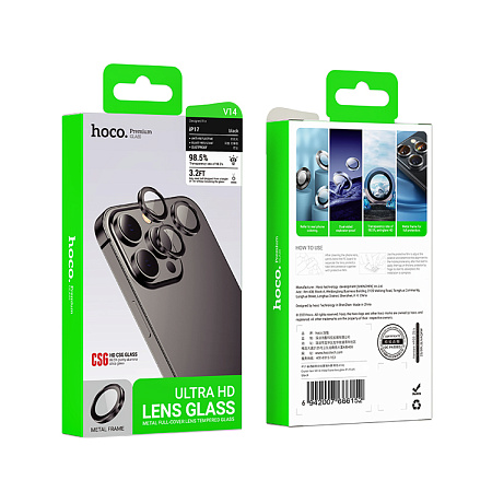 Защитное стекло для iPhone 17, V14, HOCO, на заднюю камеру, черный