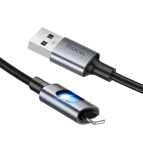USB дата кабель Lightning, HOCO, U144, 1.2 метра, цвет черный