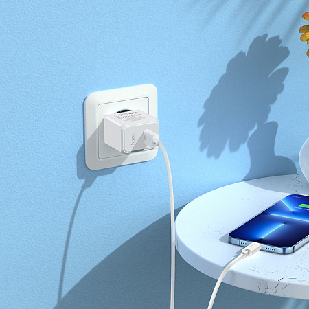 Сетевое зарядное устройство, 1 USB 2.1A (CS11A), HOCO, Lightning, белый