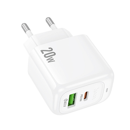 Сетевое зарядное устройство, 1 USB 3.0 QC+1 PD 20W (CS54A), HOCO, белый