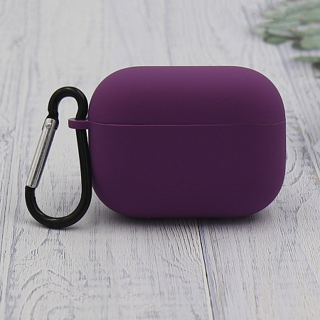 Чехол силиконовый для Airpods Pro/Pro 2, X-CASE, фиолетовый с карабином