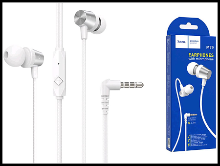 Проводные наушники M79 Cresta universal earphones with microphone, HOCO, белые