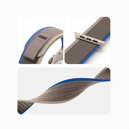 Ремешок на руку для Apple Watch 44/45/46/49 мм, HOCO, WA14, нейлоновый, синий с серым
