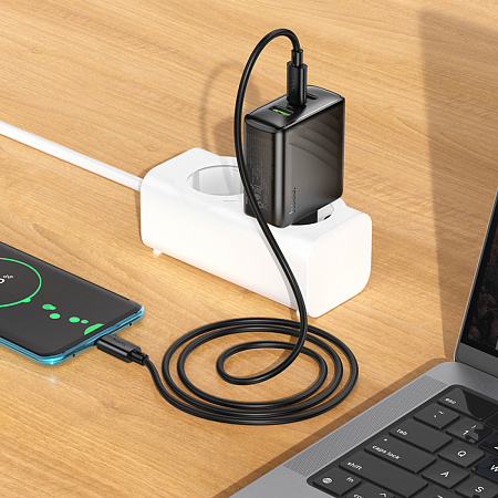 Сетевое зарядное устройство, 1 USB 3.0 QC+2 PD 45W (CS26A), HOCO, черный