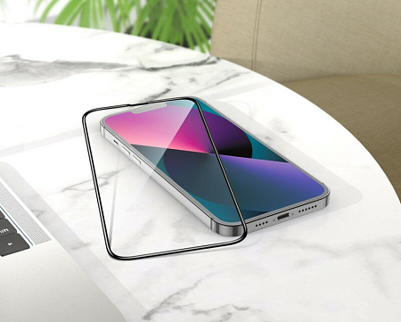Защитное стекло на iPhone 13 Pro Max (6.7)/14 Plus, A12 Plus, HOCO, Nano, черное