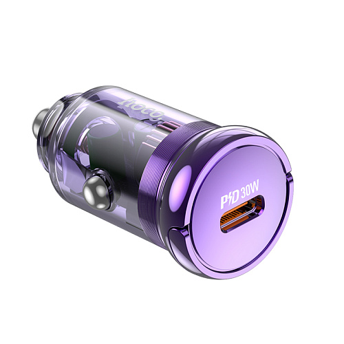 Автомобильное зарядное устройство, 1 PD 30W (Z53), HOCO, фиолетовый с прозрачным