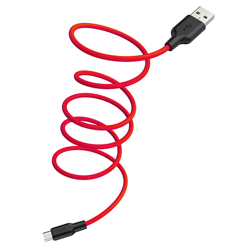 USB Кабель Micro, HOCO, X21 Plus, силиконовый, черно-красный
