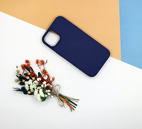 Чехол-накладка для iPhone 14, Silicon Case, без лого, темно-синий
