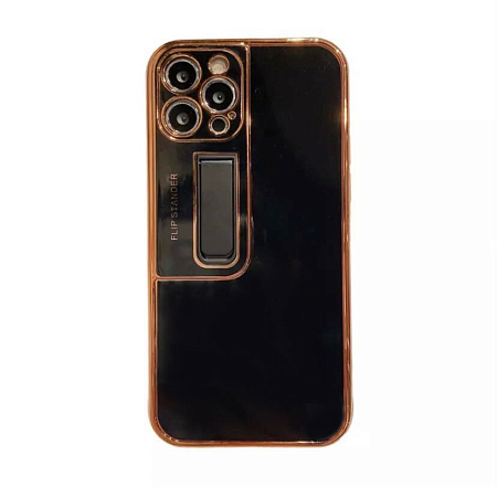 Чехол силиконовый для iPhone 13 Pro (6.1), глянцевый с подставкой, X-CASE, черный