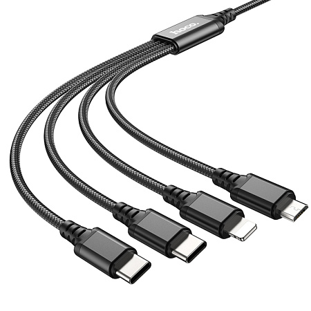 USB дата кабель Lightning+Micro+Type-C+Type-C, X76, HOCO, черный