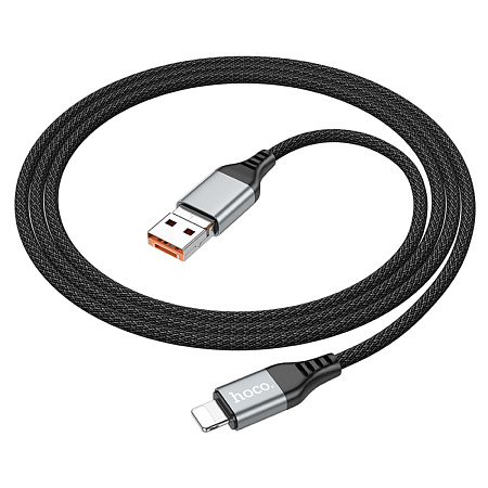 Кабель Lightning to Type-C (PD)/USB-A, 27W, 2 в 1, HOCO, U128, 1.2м, черный