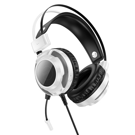 Проводные наушники W110, HOCO, игровые с микрофоном, белые