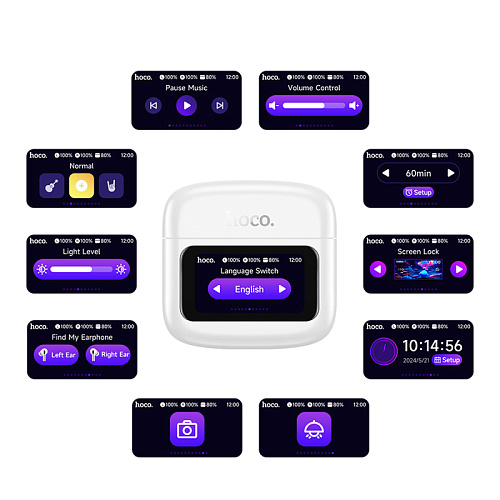 Беспроводные наушники EQ14, HOCO, вакуумные с экраном, черный