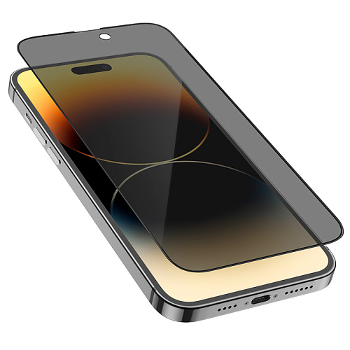 Защитное стекло для iPhone 14 Pro, A12 Pro, HOCO, Privacy Nano 3D full screen edges, черное