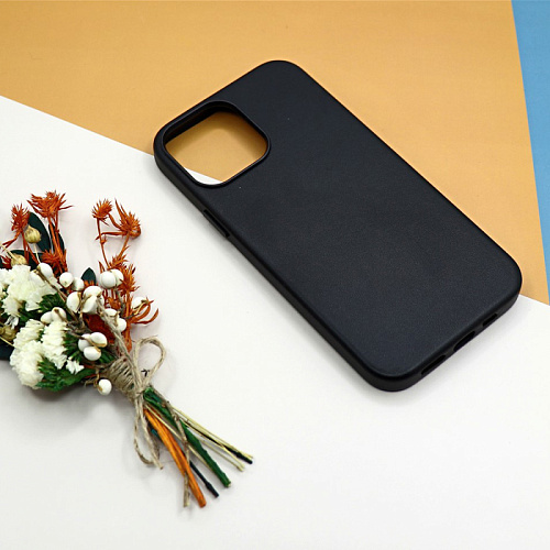 Чехол-накладка для iPhone 15 Pro Max, экокожа, магнитный (MagSafe), без лого, X-CASE, черный