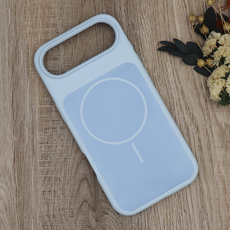 Чехол-накладка для iPhone 17 Air, Silicon Case, магнитный (MagSafe), с дизайном, без лого, X-CASE, светло-голубой
