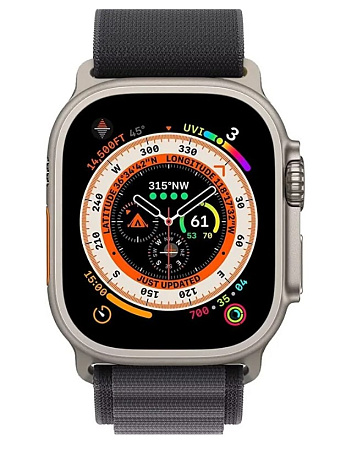 Ремешок на руку для Apple Watch 42/44/45/49 мм, тканевый, серый